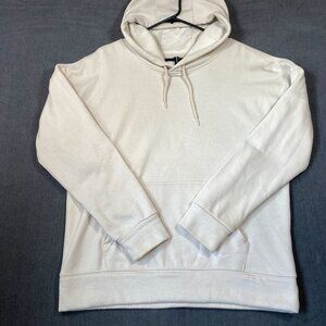Lazypants Beige Hooded Sweatshirt Embroidered Detail Kangaroo Pocket Mens Size S